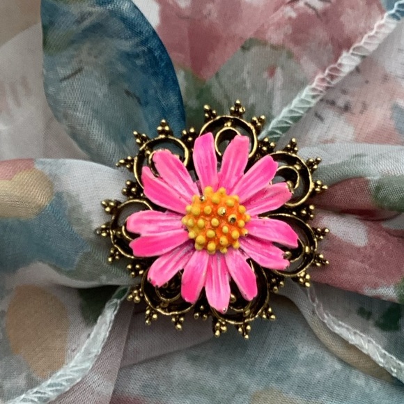 Vintage ART enamel Scarf Slide - Picture 1 of 3